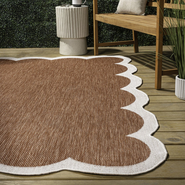 HomeRoots 8' X 10' Terra Cotta and Cream Area Rug - Durable Indoor/Outdoor Design, Easy Care, Stylish Accent 704807