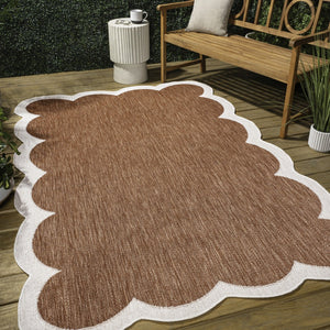 HomeRoots 8' X 10' Terra Cotta and Cream Area Rug - Durable Indoor/Outdoor Design, Easy Care, Stylish Accent 704807