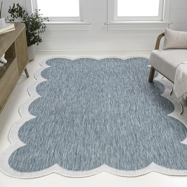 HomeRoots 9' Turquoise and Cream Area Rug – Stylish Indoor/Outdoor Accent for High-Traffic Spaces and Decor 704813