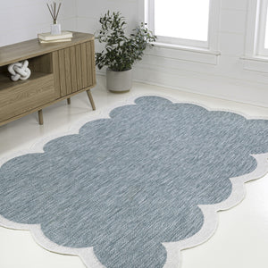 HomeRoots 9' Turquoise and Cream Area Rug – Stylish Indoor/Outdoor Accent for High-Traffic Spaces and Decor 704813
