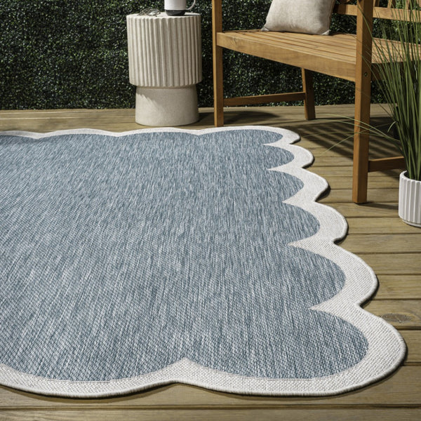 HomeRoots 9' Turquoise and Cream Area Rug – Stylish Indoor/Outdoor Accent for High-Traffic Spaces and Decor 704813