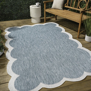 HomeRoots 9' Turquoise and Cream Area Rug – Stylish Indoor/Outdoor Accent for High-Traffic Spaces and Decor 704813