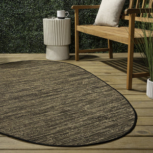 HomeRoots 5' Brown and Black Medallion Area Rug – Stylish Indoor/Outdoor Design for Patios, Kitchens & More! 704815