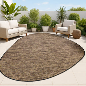 HomeRoots 8' Brown and Black Medallion Area Rug - Durable & Stylish for Indoor/Outdoor Spaces, Easy Care! 704817