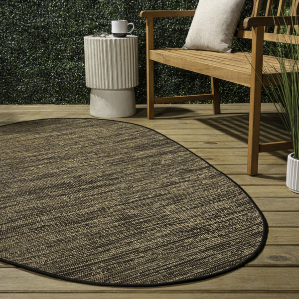 HomeRoots 8' Brown and Black Medallion Area Rug - Durable & Stylish for Indoor/Outdoor Spaces, Easy Care! 704817