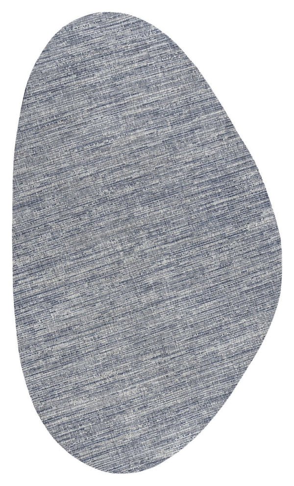 HomeRoots 5' Gray and Navy Blue Medallion Indoor Outdoor Area Rug - Durable, Stylish, Easy-Clean Design for All Spaces 704830