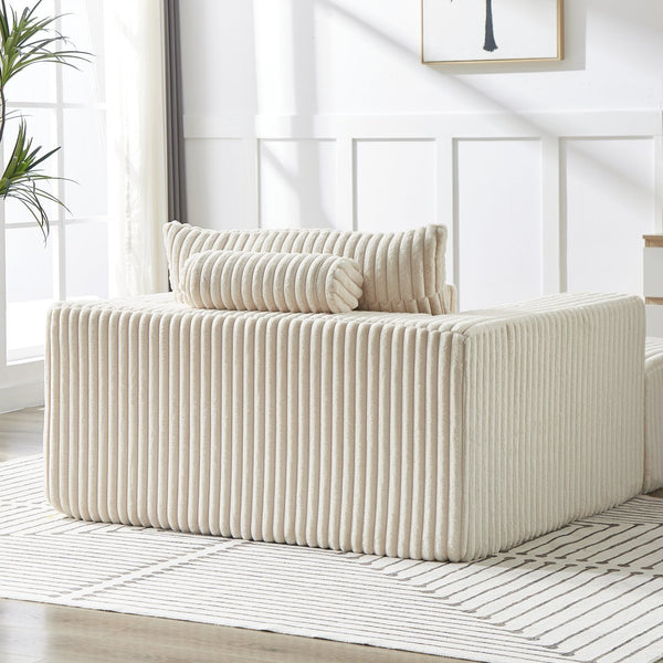 English Elm 75-Inch Corduroy Sponge Lounge Chair With Removable Footrest – Stylish, Comfortable, No Assembly Needed! W834P206099