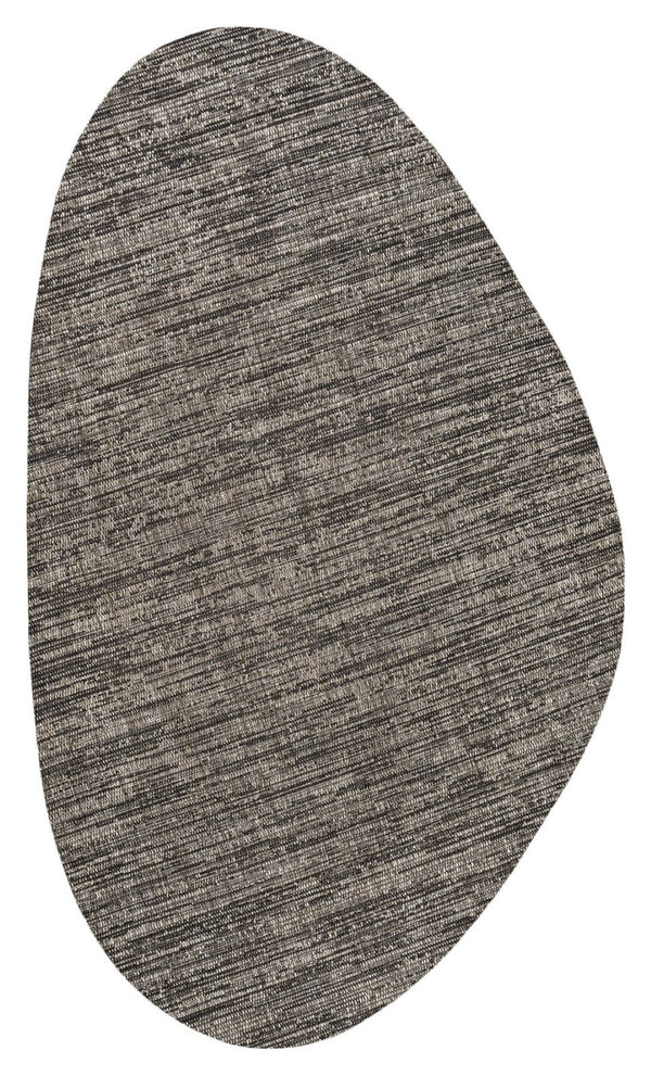 HomeRoots 5' Stylish Natural and Black Medallion Indoor/Outdoor Area Rug - Durable, Versatile, Easy Care! 704835