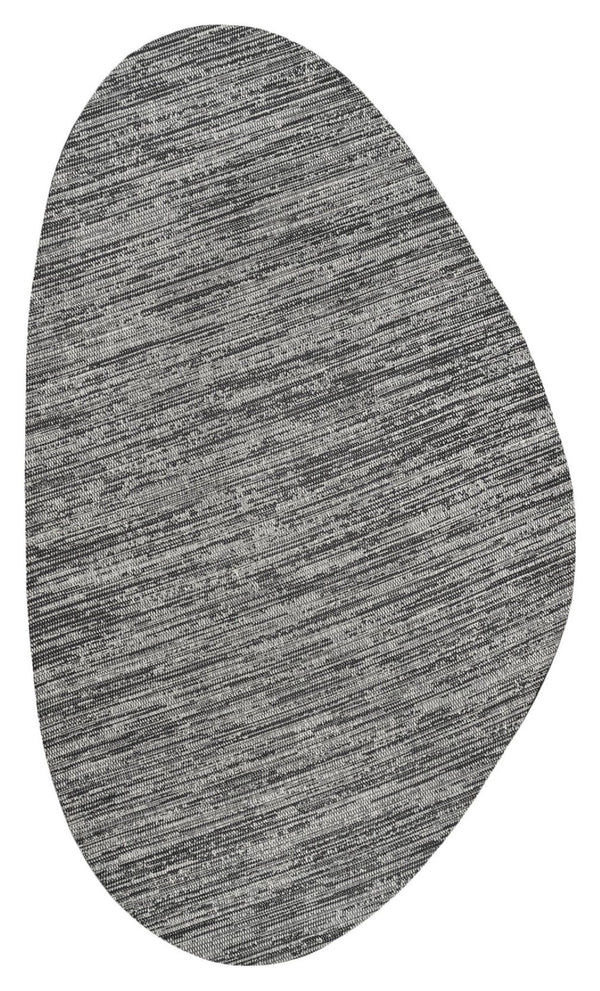 HomeRoots 5' Gray and Black Medallion Indoor-Outdoor Area Rug - Stylish, Durable, and Low-Maintenance Design 704840