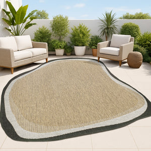 HomeRoots 6' X 9' Brown and Black Abstract Area Rug - Modern, Durable, Versatile for Indoor & Outdoor Spaces 704846