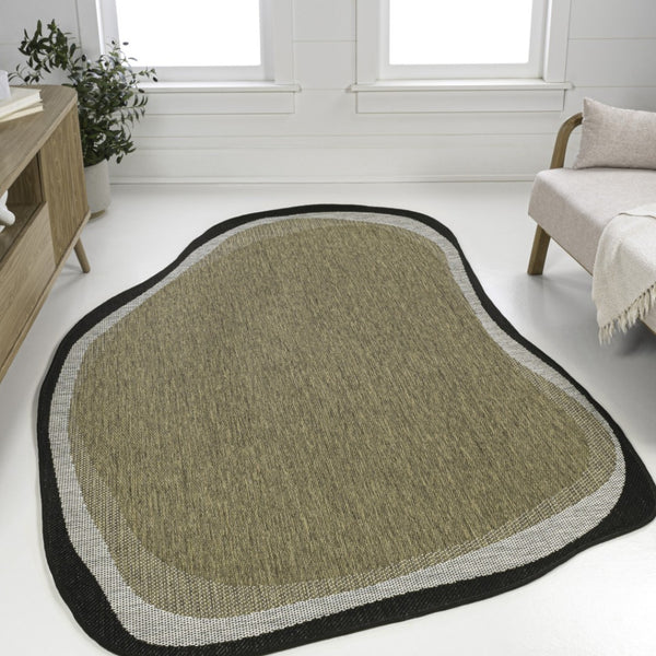 HomeRoots 6' X 9' Brown and Black Abstract Area Rug - Modern, Durable, Versatile for Indoor & Outdoor Spaces 704846