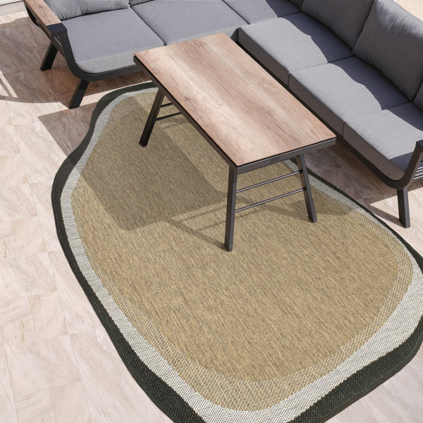 HomeRoots 6' X 9' Brown and Black Abstract Area Rug - Modern, Durable, Versatile for Indoor & Outdoor Spaces 704846