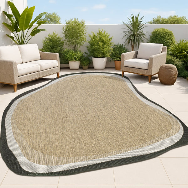 HomeRoots 8' X 10' Brown and Black Abstract Area Rug - Modern Indoor/Outdoor Design, Durable & Easy Care! 704847