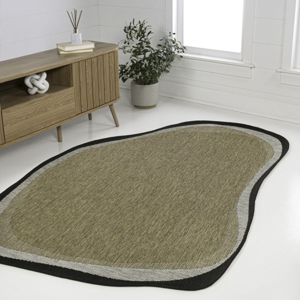 HomeRoots 8' X 10' Brown and Black Abstract Area Rug - Modern Indoor/Outdoor Design, Durable & Easy Care! 704847