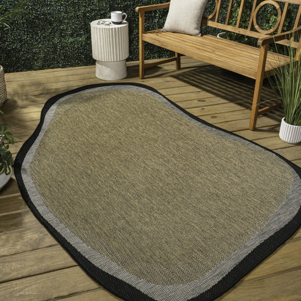 HomeRoots 8' X 10' Brown and Black Abstract Area Rug - Modern Indoor/Outdoor Design, Durable & Easy Care! 704847