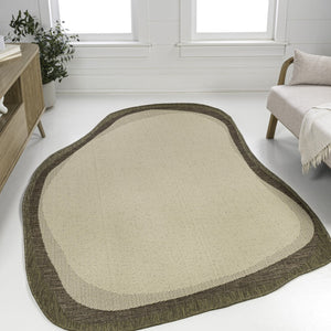 HomeRoots 4' X 6' Beige and Brown Abstract Area Rug - Stylish Indoor Outdoor Design for High-Traffic Spaces 704849