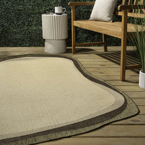 HomeRoots 5' X 8' Beige and Brown Abstract Area Rug - Modern Indoor/Outdoor Design, Durable & Easy to Maintain 704850