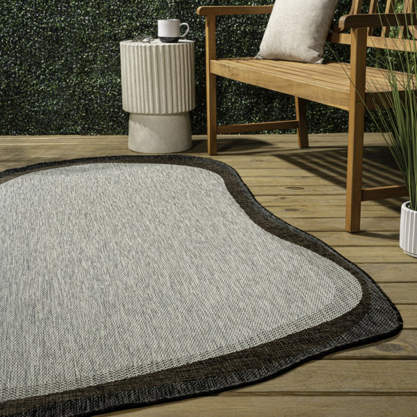 HomeRoots 6' Gray and Black Abstract Area Rug - Versatile Indoor/Outdoor Accent for Modern Spaces & Easy Care 704856