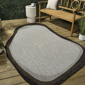 HomeRoots 6' Gray and Black Abstract Area Rug - Versatile Indoor/Outdoor Accent for Modern Spaces & Easy Care 704856