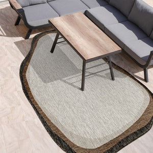 HomeRoots 6' Gray and Black Abstract Area Rug - Versatile Indoor/Outdoor Accent for Modern Spaces & Easy Care 704856