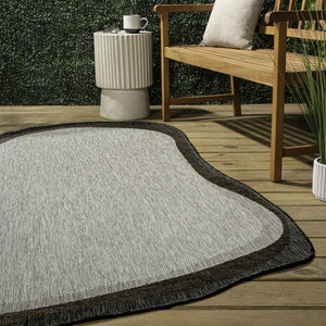 HomeRoots 8' X 10' Gray and Black Abstract Area Rug - Durable, Modern Design for Indoor & Outdoor Spaces 704857