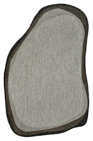 HomeRoots 9' Gray and Black Abstract Area Rug - Durable Indoor/Outdoor Design for Modern Spaces and Easy Care 704858