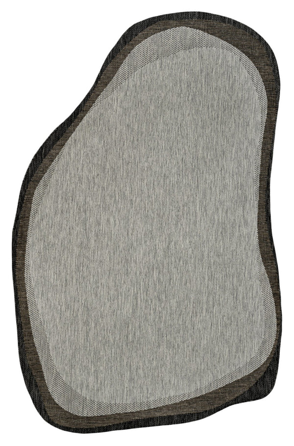 HomeRoots 9' Gray and Black Abstract Area Rug - Durable Indoor/Outdoor Design for Modern Spaces and Easy Care 704858