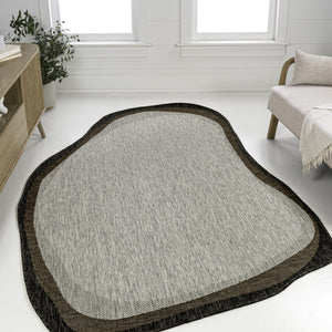 HomeRoots 9' Gray and Black Abstract Area Rug - Durable Indoor/Outdoor Design for Modern Spaces and Easy Care 704858