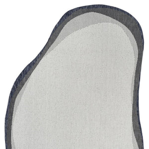 HomeRoots 4' Contemporary Cream & Navy Blue Abstract Area Rug - Durable Indoor/Outdoor Design for All Spaces 704859