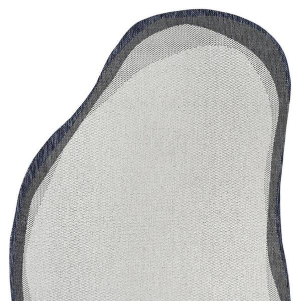 HomeRoots 4' Contemporary Cream & Navy Blue Abstract Area Rug - Durable Indoor/Outdoor Design for All Spaces 704859