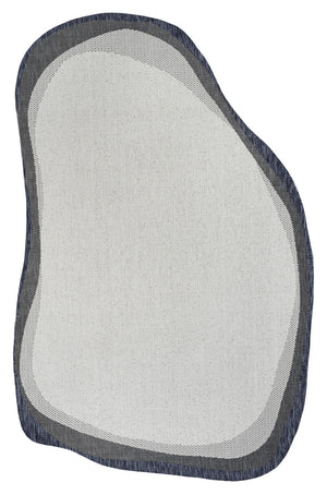 HomeRoots 4' Contemporary Cream & Navy Blue Abstract Area Rug - Durable Indoor/Outdoor Design for All Spaces 704859