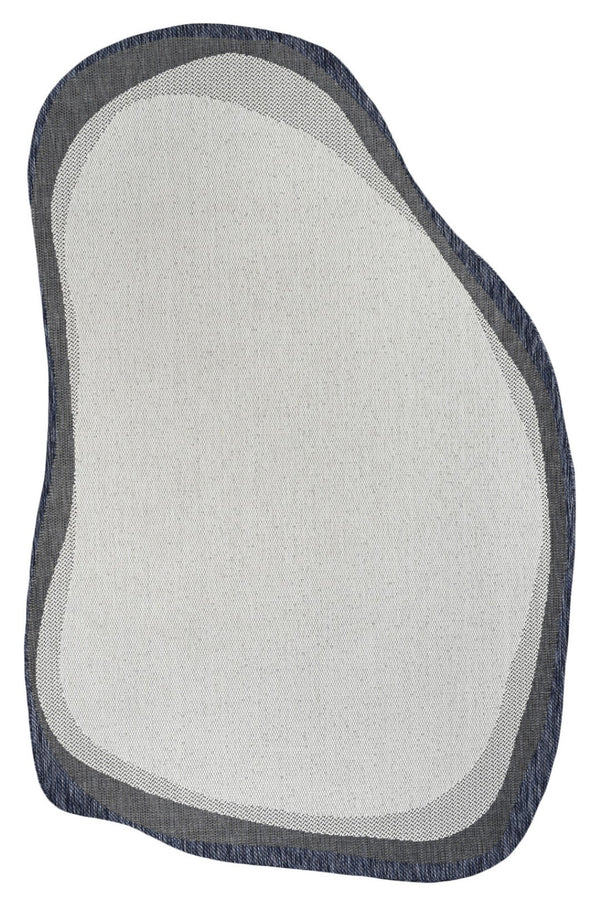 HomeRoots 4' Contemporary Cream & Navy Blue Abstract Area Rug - Durable Indoor/Outdoor Design for All Spaces 704859