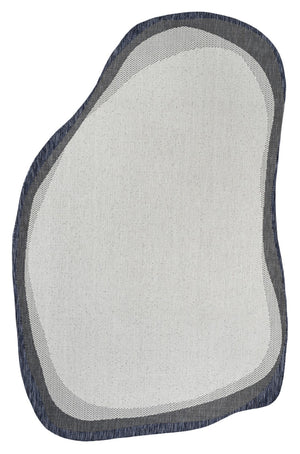HomeRoots 4' Contemporary Cream & Navy Blue Abstract Area Rug - Durable Indoor/Outdoor Design for All Spaces 704859