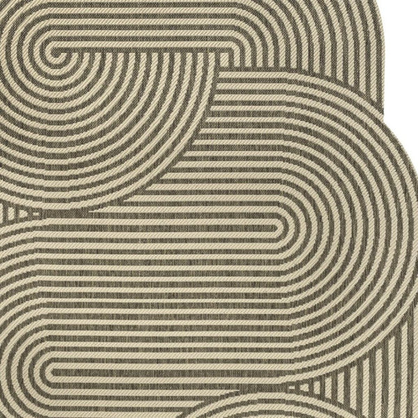 HomeRoots 4' X 6' Modern Beige and Brown Abstract Area Rug - Durable Indoor/Outdoor Design for Any Space 704864