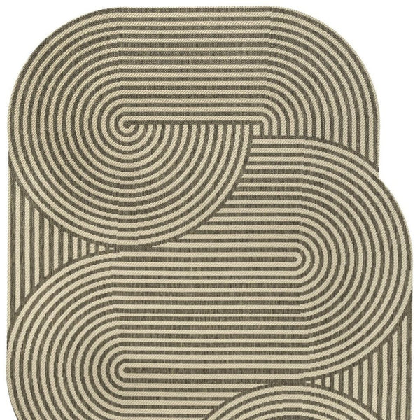 HomeRoots 4' X 6' Modern Beige and Brown Abstract Area Rug - Durable Indoor/Outdoor Design for Any Space 704864