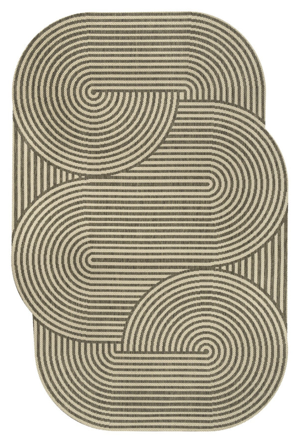 HomeRoots 4' X 6' Modern Beige and Brown Abstract Area Rug - Durable Indoor/Outdoor Design for Any Space 704864