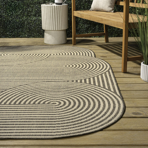 HomeRoots 4' X 6' Modern Beige and Brown Abstract Area Rug - Durable Indoor/Outdoor Design for Any Space 704864