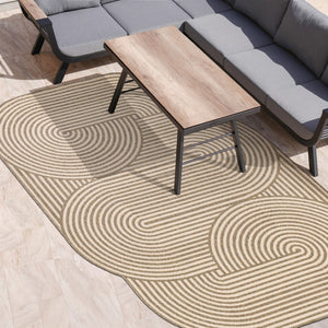 HomeRoots 4' X 6' Modern Beige and Brown Abstract Area Rug - Durable Indoor/Outdoor Design for Any Space 704864