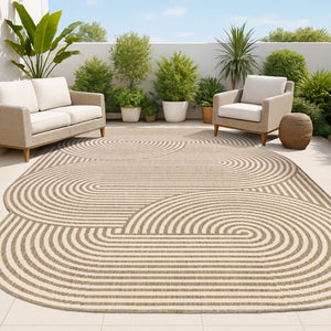 HomeRoots 5' X 8' Beige and Brown Abstract Area Rug - Durable Indoor/Outdoor Design for Modern Spaces 704865