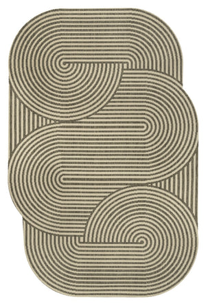 HomeRoots 5' X 8' Beige and Brown Abstract Area Rug - Durable Indoor/Outdoor Design for Modern Spaces 704865