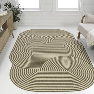 HomeRoots 5' X 8' Beige and Brown Abstract Area Rug - Durable Indoor/Outdoor Design for Modern Spaces 704865