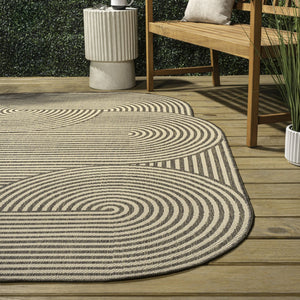 HomeRoots 5' X 8' Beige and Brown Abstract Area Rug - Durable Indoor/Outdoor Design for Modern Spaces 704865