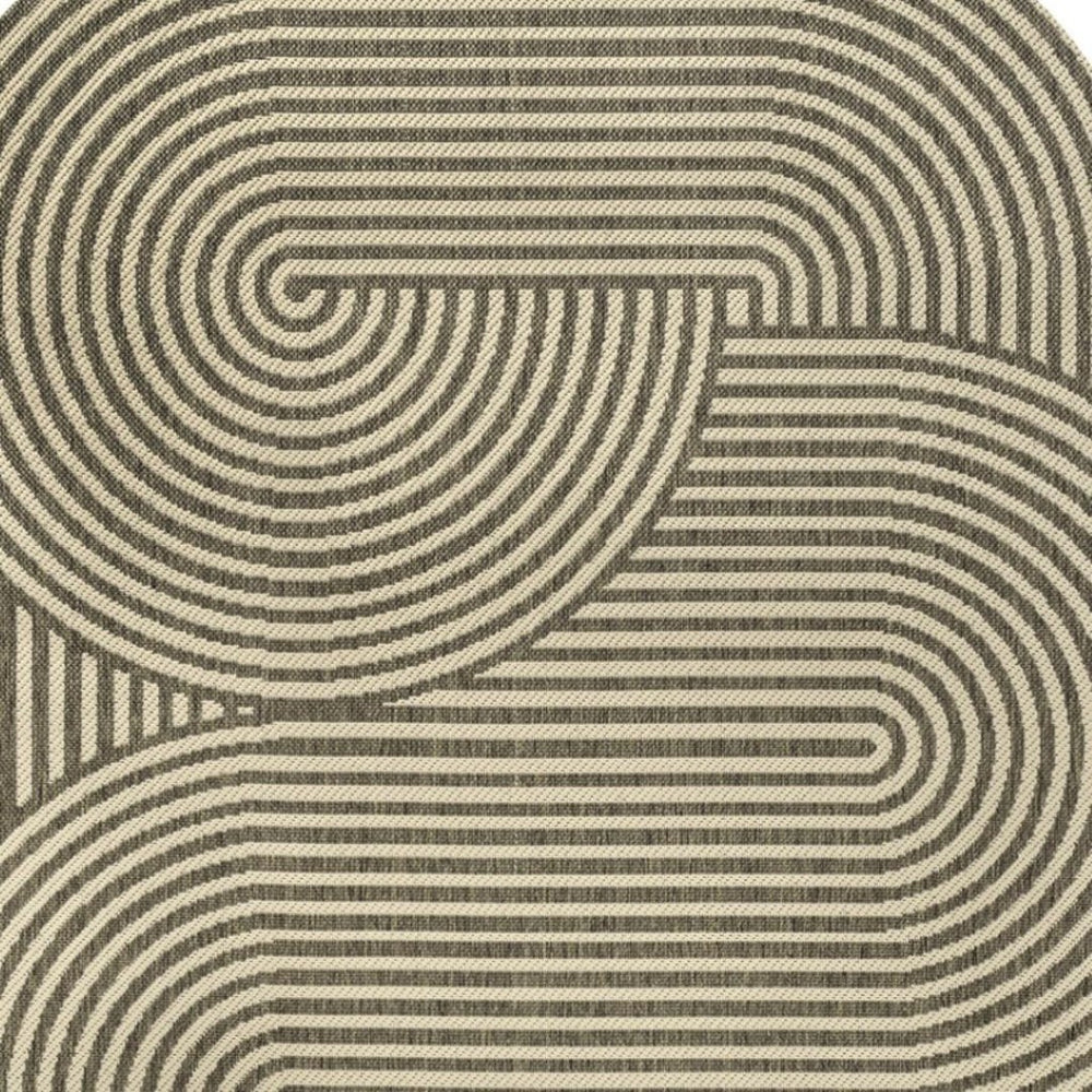 HomeRoots 6' X 9' Beige and Brown Abstract Area Rug - Stylish, Durable Design for Indoor & Outdoor Spaces 704866