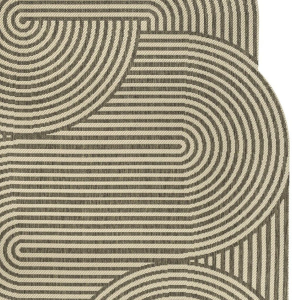 HomeRoots 8' X 10' Beige and Brown Abstract Area Rug - Stylish Indoor/Outdoor Design, Durable & Easy to Clean 704867