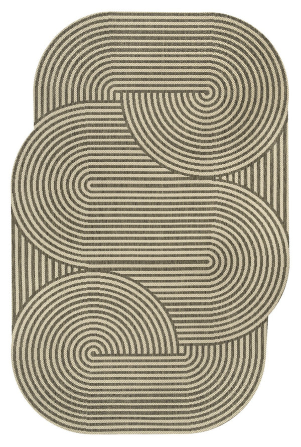 HomeRoots 8' X 10' Beige and Brown Abstract Area Rug - Stylish Indoor/Outdoor Design, Durable & Easy to Clean 704867
