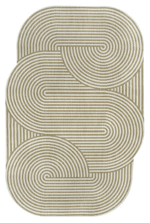 HomeRoots 4' X 6' Cream and Natural Abstract Area Rug - Stylish Indoor/Outdoor Design, Durable & Easy Care 704869