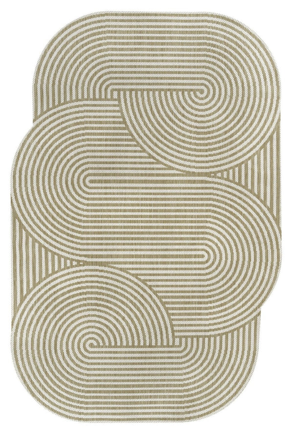 HomeRoots 4' X 6' Cream and Natural Abstract Area Rug - Stylish Indoor/Outdoor Design, Durable & Easy Care 704869
