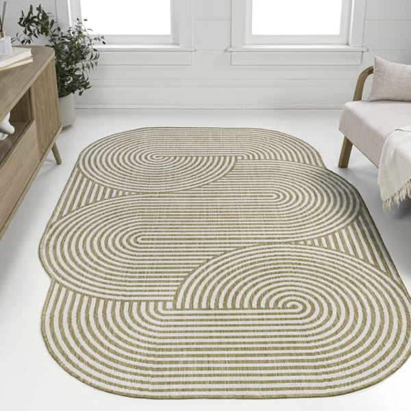 HomeRoots 4' X 6' Cream and Natural Abstract Area Rug - Stylish Indoor/Outdoor Design, Durable & Easy Care 704869