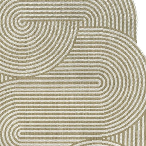 HomeRoots 5' Cream and Natural Abstract Area Rug - Stylish Indoor/Outdoor, Durable, Low-Profile Design! 704870