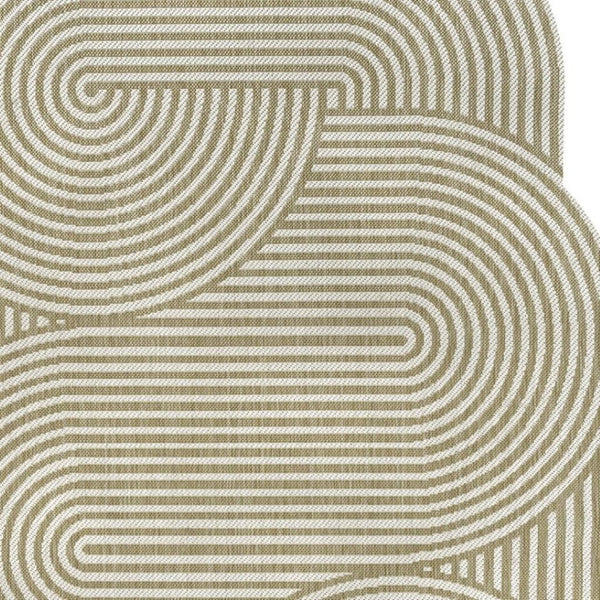 HomeRoots 5' Cream and Natural Abstract Area Rug - Stylish Indoor/Outdoor, Durable, Low-Profile Design! 704870